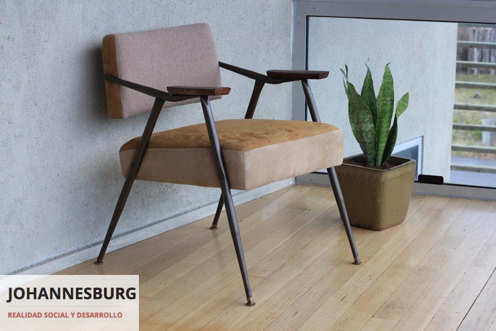 brown fabric padded armchair beside green snake plant inside room