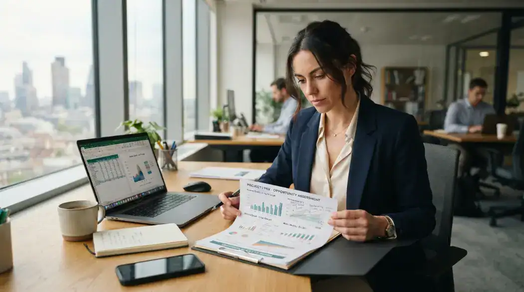 Persona evaluando una oportunidad de franquicia empresarial